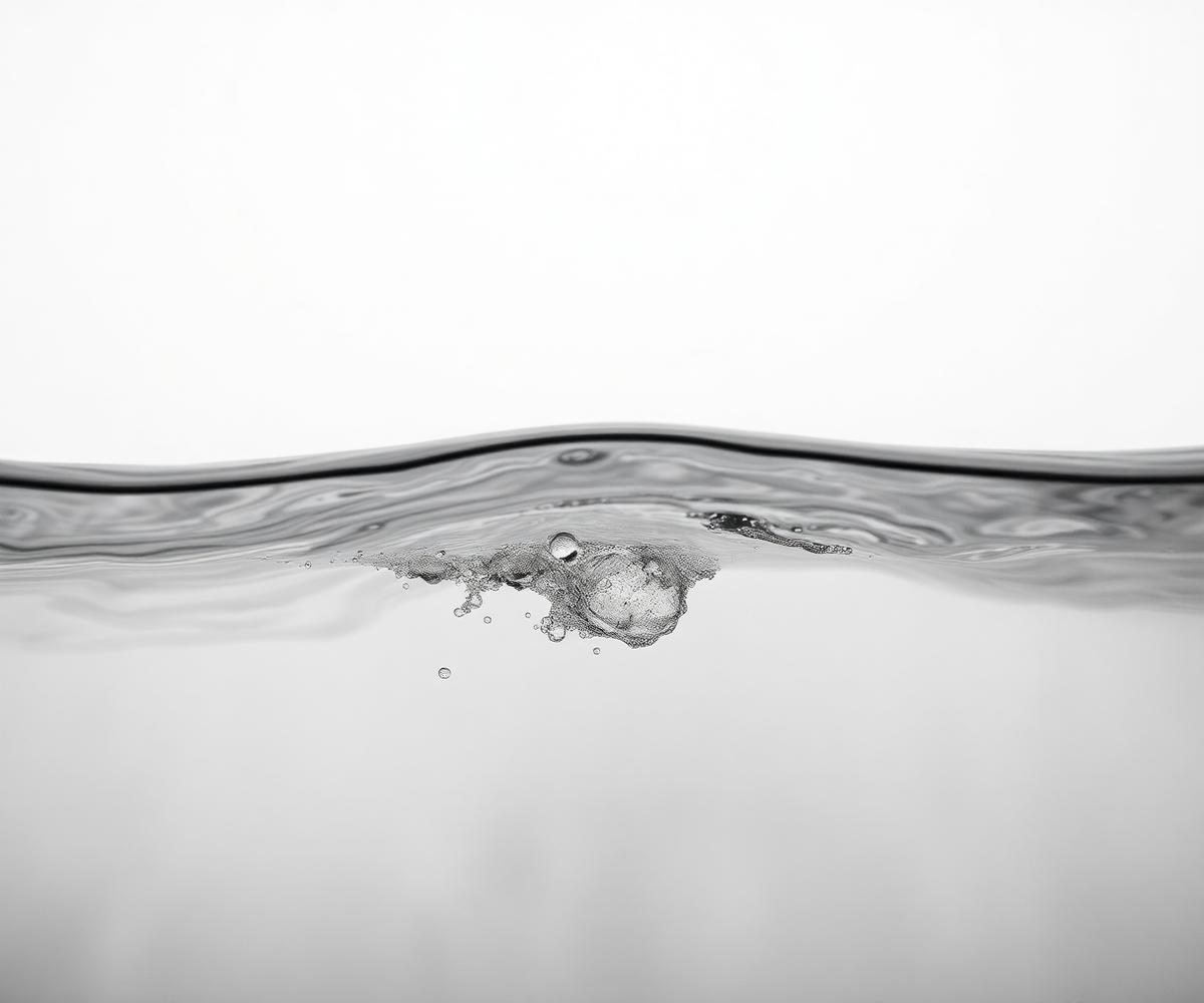 Still water surface with rising bubbles